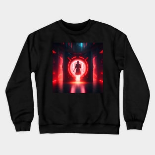 Cyberpunk Mysterious Crimson Red Neon Portal Crewneck Sweatshirt